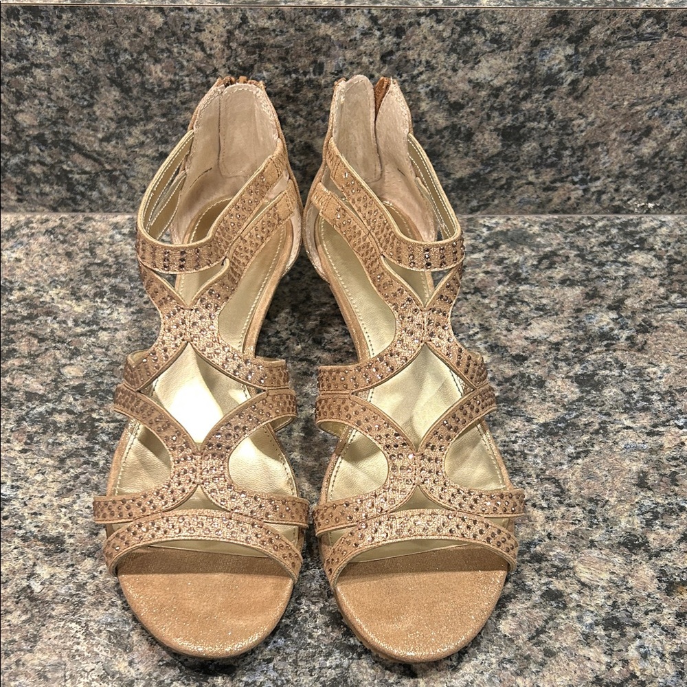 Alfani gold Strappy Heels with Cutout Design